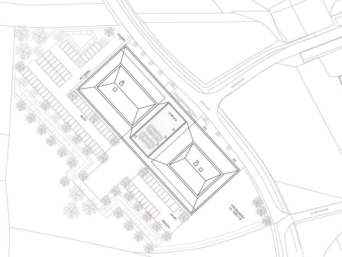 Plan Außenansicht Ersatzneubau Waldhalle Sport & Kultur