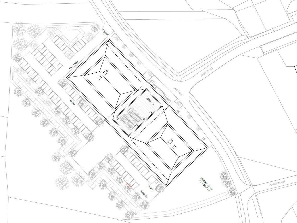 Plan Außenansicht Ersatzneubau Waldhalle Sport & Kultur